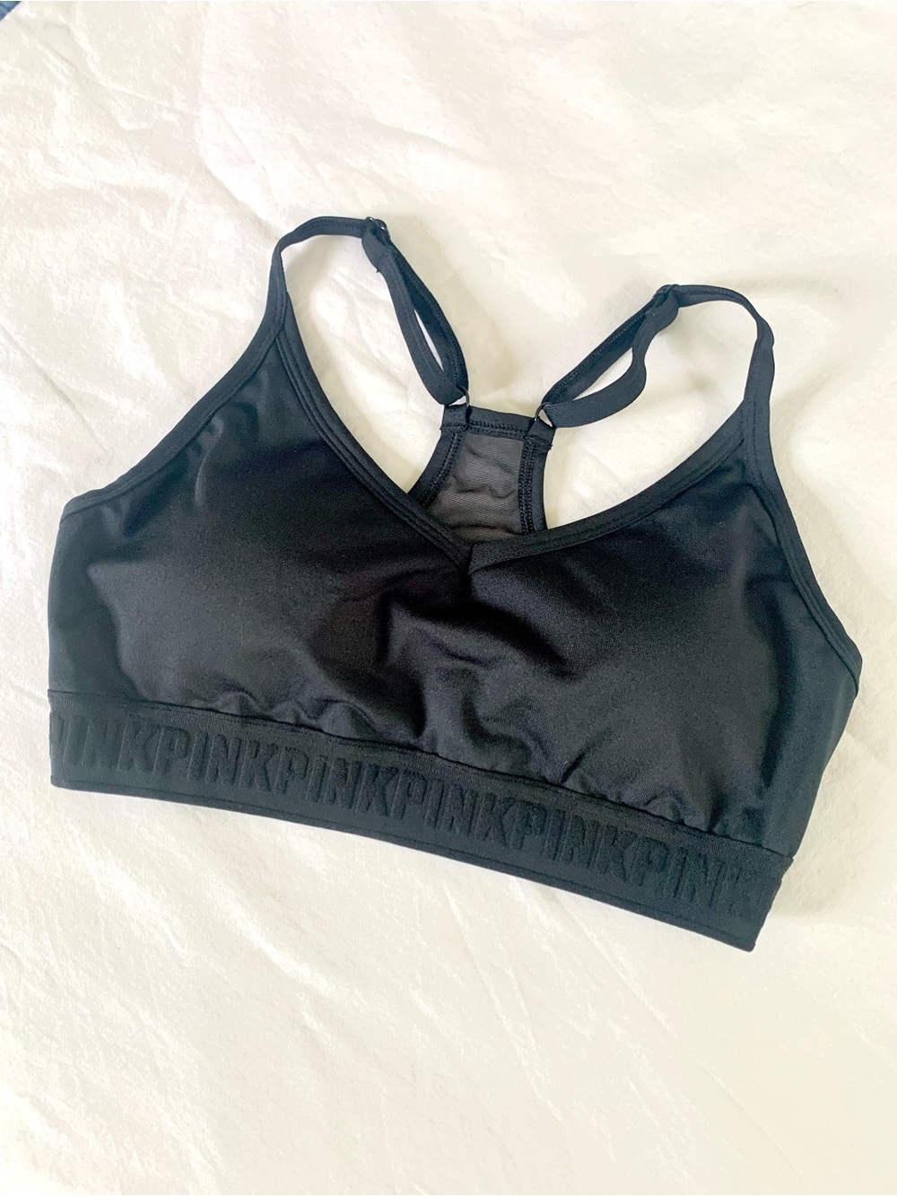 PINK Victoria's Secret Black Racerback Sports Bra. Medium